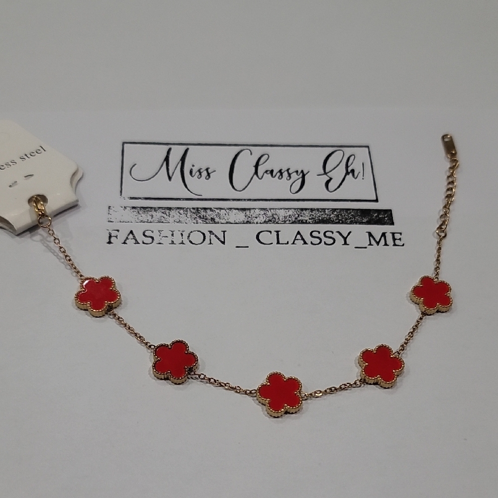 Double- Sided Red Flower Bracelet